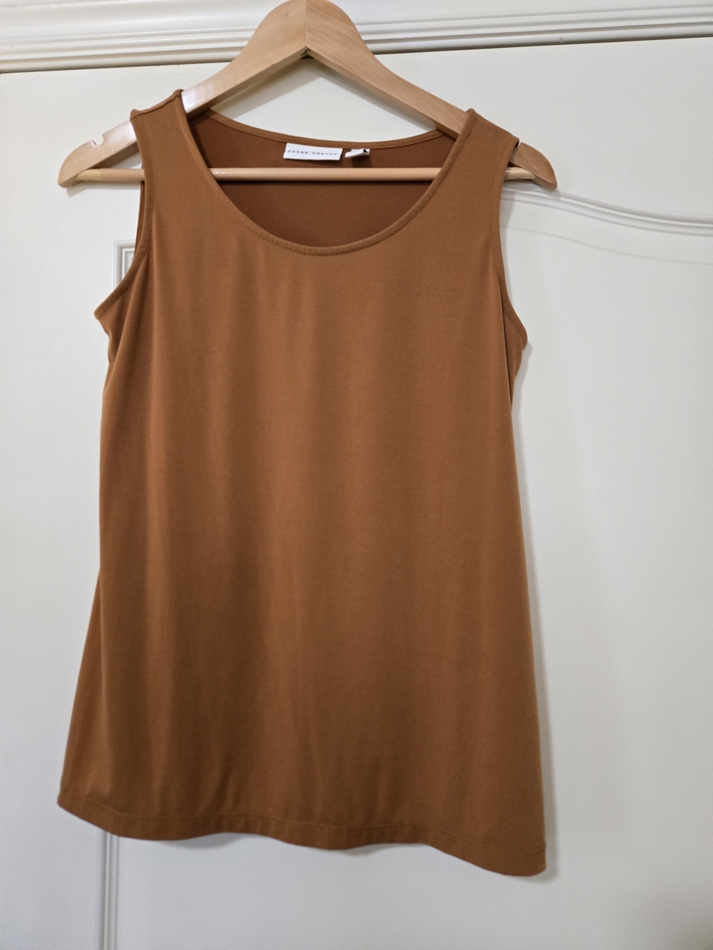 Susan Graver Women's Scoop Neck Tank Top in Camel Brown Slinky Fall Layering